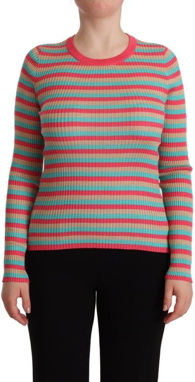Dolce & Gabbana Dolce & Gabbana Multicolor Stripes Silk Crew Neck Pullover Top