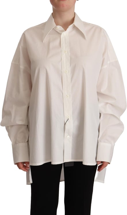 Dolce & Gabbana Dolce & Gabbana White Cotton Button Up Collared Long Sleeve Top
