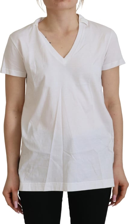 Dolce & Gabbana Dolce & Gabbana White Short Sleeve V-neck Cotton Top Blouse T-shirt