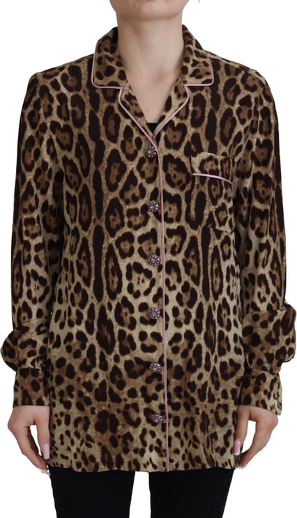 Dolce & Gabbana Dolce & Gabbana Brown Leopard Print Long Sleeves Blouse Top