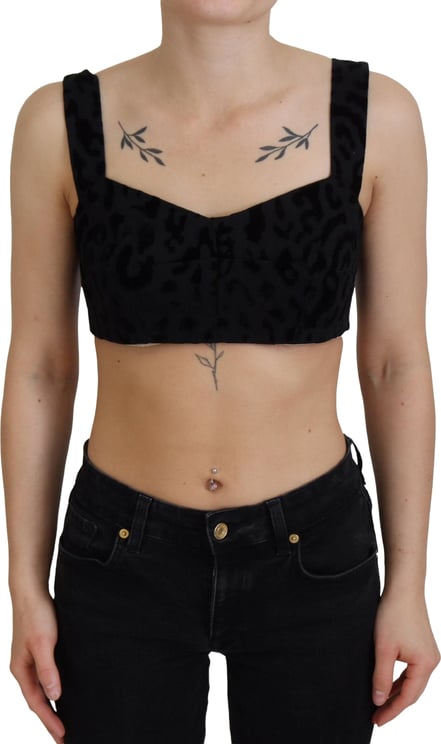 Dolce & Gabbana Dolce & Gabbana Black Leopard Cropped Bustier Corset Bra Top