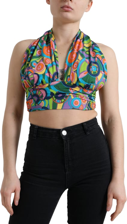 Dolce & Gabbana Dolce & Gabbana Multicolor Halter Sleeveless Cropped Tank Top