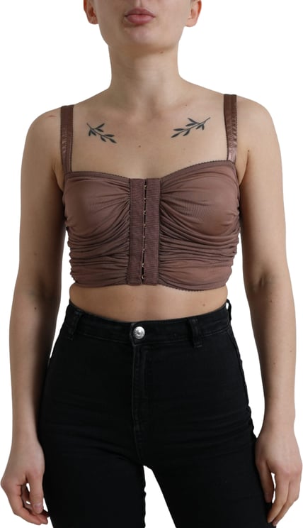 Dolce & Gabbana Dolce & Gabbana Brown Viscose Bustier Sleeveless Cropped Top
