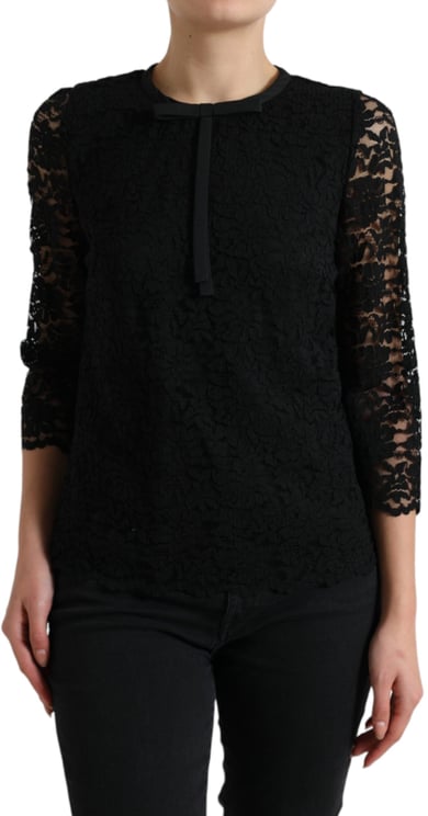 Dolce & Gabbana Dolce & Gabbana Black STAFF Blouse Floral Lace Nylon Top
