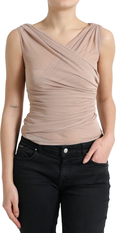 Dolce & Gabbana Dolce & Gabbana Beige Viscose V-neck Sleeveless Tank Top