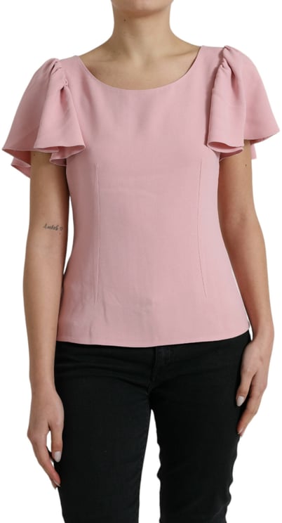 Dolce & Gabbana Dolce & Gabbana Pink Short Sleeves Round Neck Blouse Top