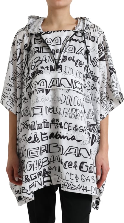 Dolce & Gabbana Dolce & Gabbana White Logo Print Hooded Blouson T-shirt Top