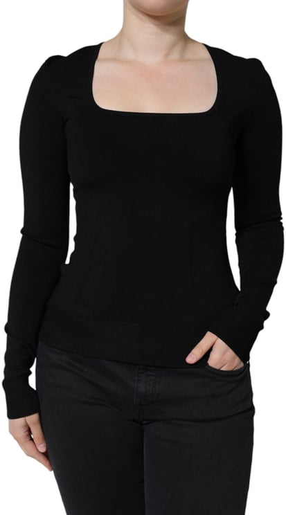 Dolce & Gabbana Dolce & Gabbana Black Long Sleeves Blouse Square Neck Top