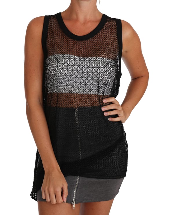 Dolce & Gabbana Dolce & Gabbana Black Mesh Transparent Blouse T-shirt