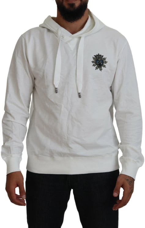 Dolce & Gabbana Dolce & Gabbana White Cotton Hooded Sweatshirt Logo Sweater