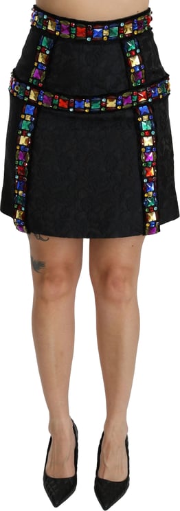 Dolce & Gabbana Dolce & Gabbana Black Crystal Embellished High Waist Skirt