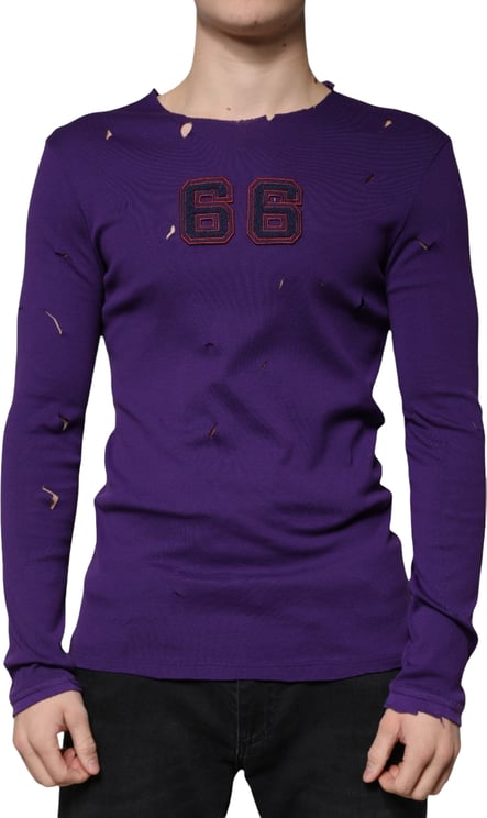 Dolce & Gabbana Dolce & Gabbana Purple Cotton Round Neck Pullover Men Sweater