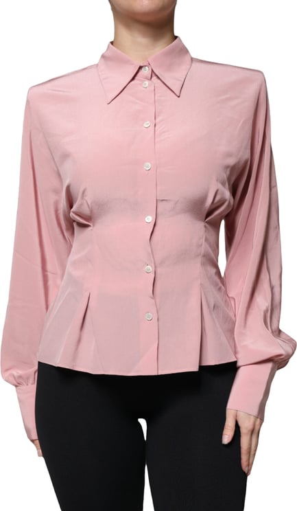 Dolce & Gabbana Dolce & Gabbana Pink Cotton Long Sleeves Collared Blouse Top
