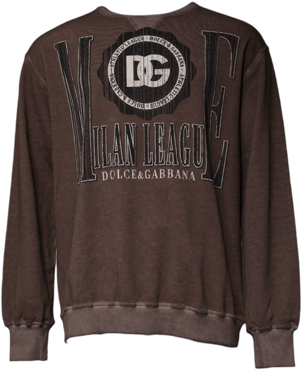 Dolce & Gabbana Dolce & Gabbana Brown Logo Print Crew Neck Pullover Sweater