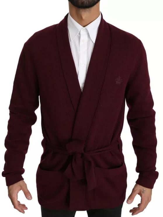 Dolce & Gabbana Dolce & Gabbana Bordeaux Cashmere Crown Cardigan Sweater