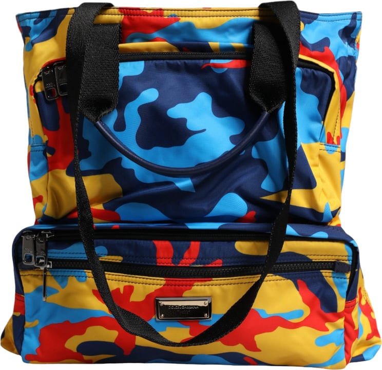 Dolce & Gabbana Dolce & Gabbana Multicolor Camouflage Nylon Shopping Tote Bag