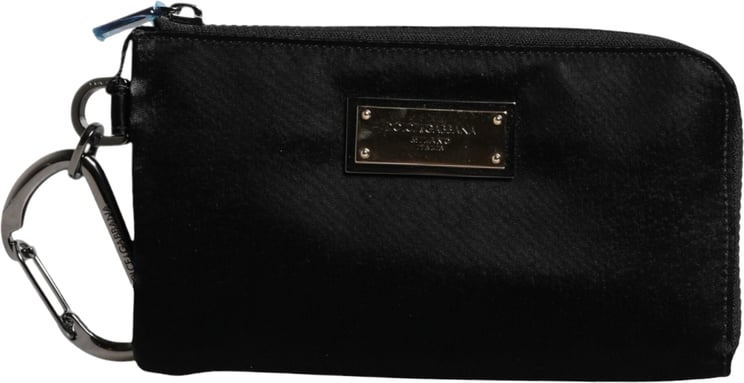 Dolce & Gabbana Dolce & Gabbana Black Nylon Logo Plaque Keyring Pouch Clutch Bag