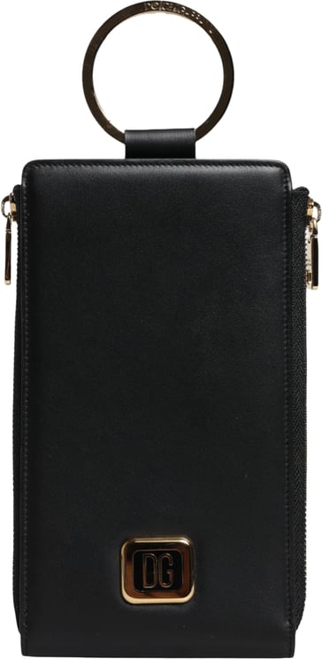 Dolce & Gabbana Dolce & Gabbana Black Leather Logo Plaque Neck Strap Card Coin Wallet