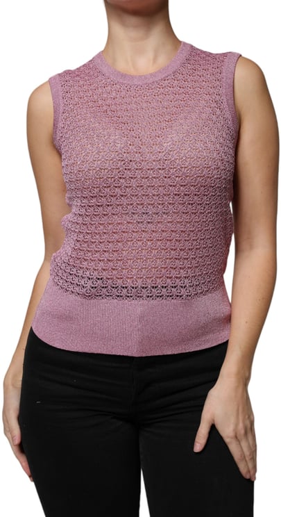 Dolce & Gabbana Dolce & Gabbana Pink Mesh See Through Sleeveless Tank Top