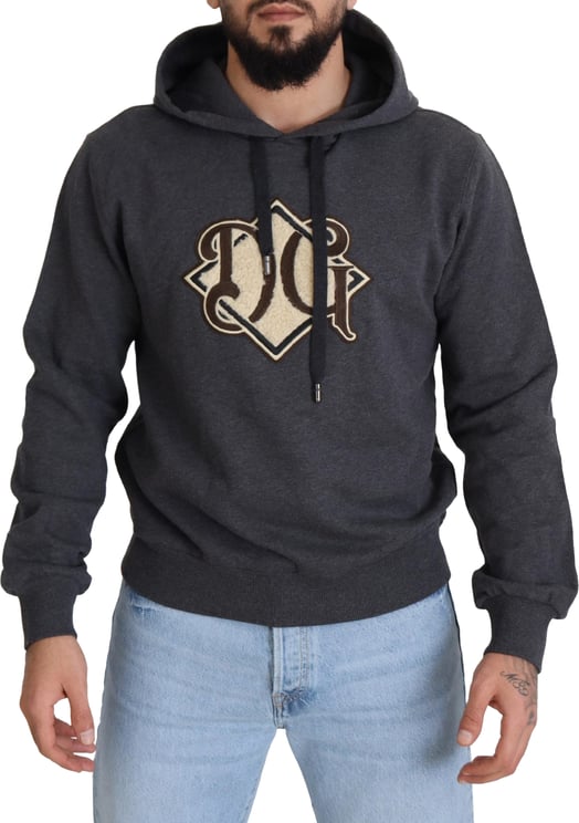 Dolce & Gabbana Dolce & Gabbana Gray Logo Cotton Hooded Sweatshirt Sweater
