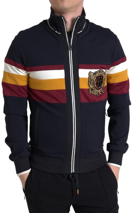 Dolce & Gabbana Dolce & Gabbana Blue Cardigan Heraldic Full Zip Sweater