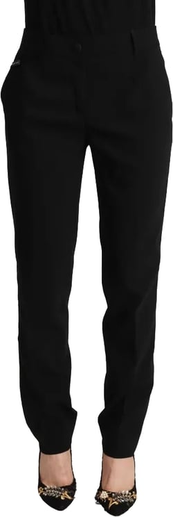 Dolce & Gabbana Dolce & Gabbana Black White Stripes Wool Tapered Pants