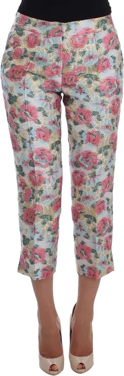 Dolce & Gabbana Dolce & Gabbana White Pink Floral Brocade Pants