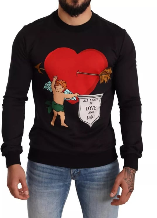 Dolce & Gabbana Dolce & Gabbana Black Cupid Print Hoodie Sweatshirt Sweater