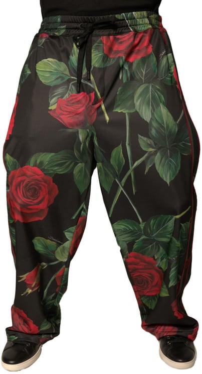 Dolce & Gabbana Dolce & Gabbana Black Floral Polyester Jogger Sweatpants Pants