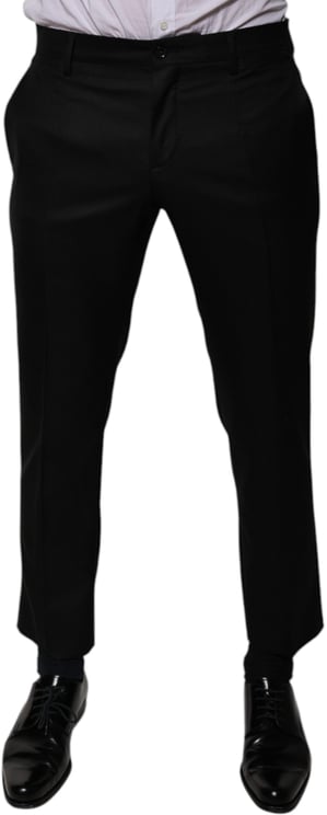 Dolce & Gabbana Dolce & Gabbana Black Wool Tapered Formal Dress Pants
