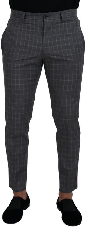 Dolce & Gabbana Dolce & Gabbana Grey Cotton Checkered Chino Pants