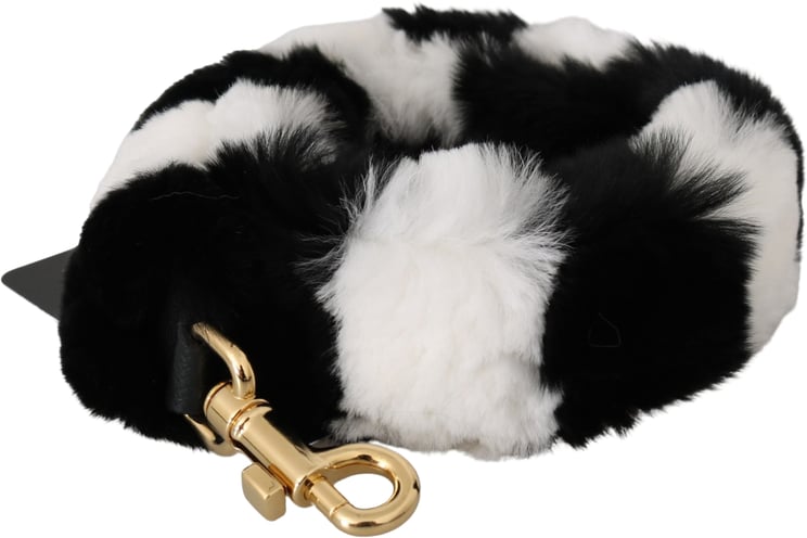 Dolce & Gabbana Dolce & Gabbana Black White Lapin Fur Accessory Shoulder Strap