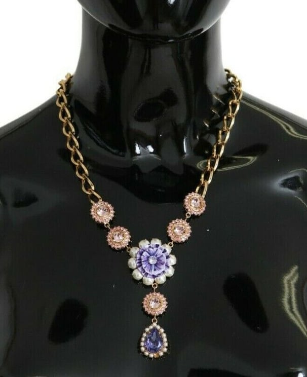 Dolce & Gabbana Dolce & Gabbana Pink Gold Brass Crystal Purple Pearl Pendants