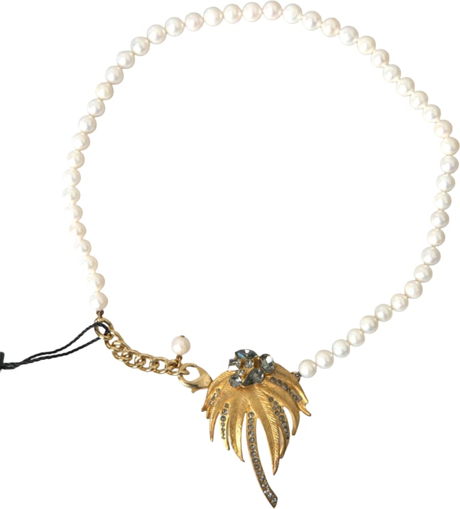 Dolce & Gabbana Dolce & Gabbana Gold Brass Crystal Pearl Tree Pendant Charm Necklace