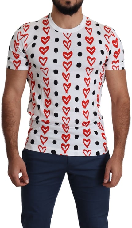 Dolce & Gabbana Dolce & Gabbana White Hearts Print  Cotton Men Top T-shirt