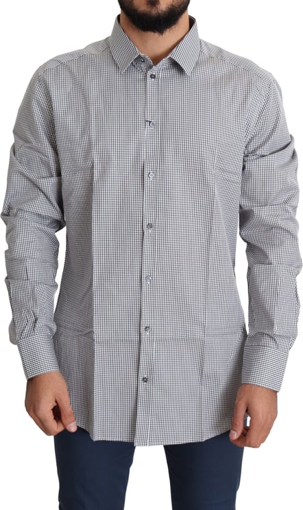 Dolce & Gabbana Dolce & Gabbana Black White Checkered GOLD Dress Cotton Shirt