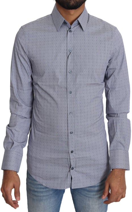 Dolce & Gabbana Dolce & Gabbana Gray Dotted Semi Fitted Formal SICILIA Shirt