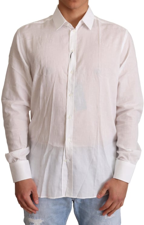 Dolce & Gabbana Dolce & Gabbana White Cotton Floral Pattern MARTINI Shirt