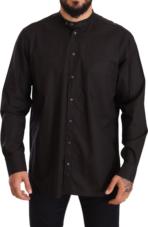 Dolce & Gabbana Dolce & Gabbana Black 100% Cotton Formal Dress Top Shirt