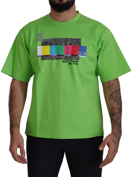 Dolce & Gabbana Dolce & Gabbana Green Cotton DG CHANNEL Top T-shirt