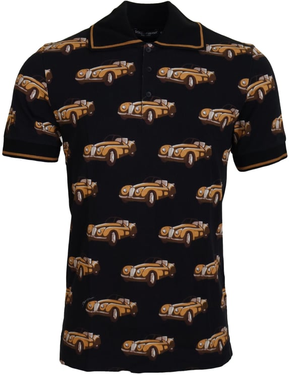 Dolce & Gabbana Dolce & Gabbana Black Car Print Short Sleeve Polo T-shirt