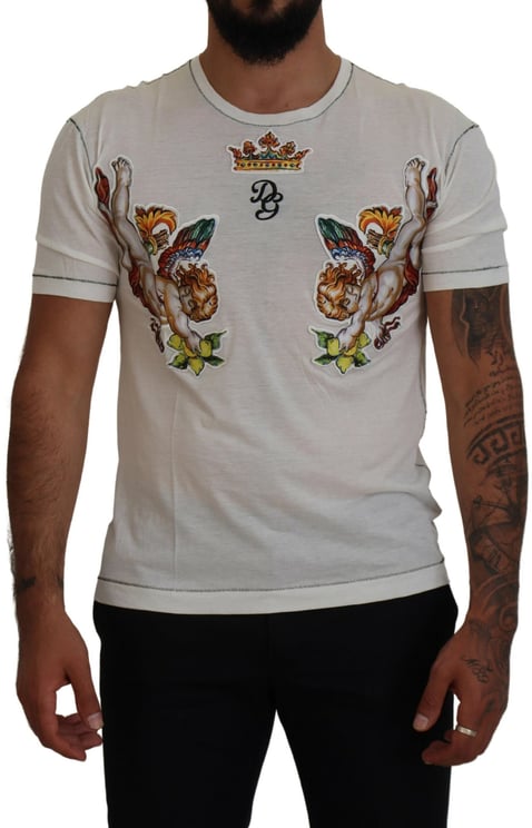 Dolce & Gabbana Dolce & Gabbana White Printed Short Sleeves Men T-shirt
