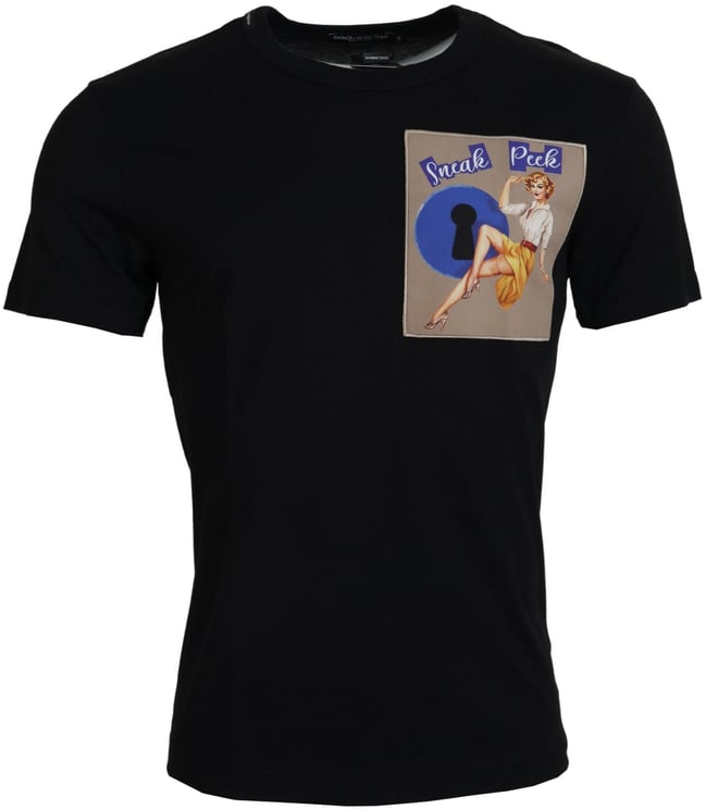 Dolce & Gabbana Dolce & Gabbana Black Sneak Peek Cotton Short Sleeve T-shirt