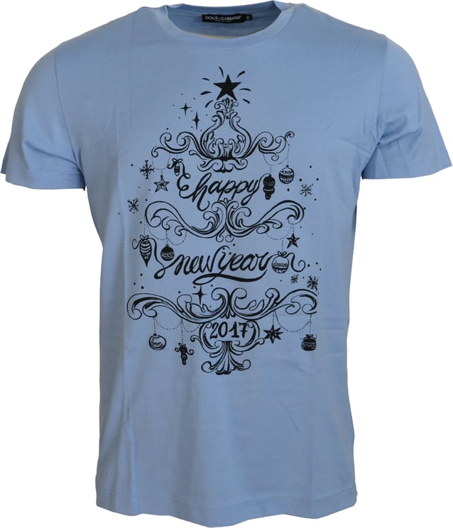 Dolce & Gabbana Dolce & Gabbana Light Blue Happy New Year 2017 Cotton T-shirt