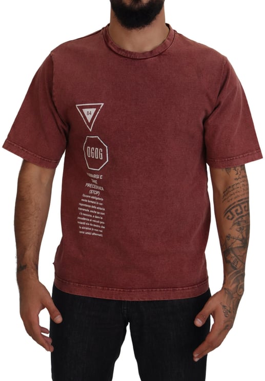 Dolce & Gabbana Dolce & Gabbana Maroon Print Round Neck Short Sleeves T-shirt