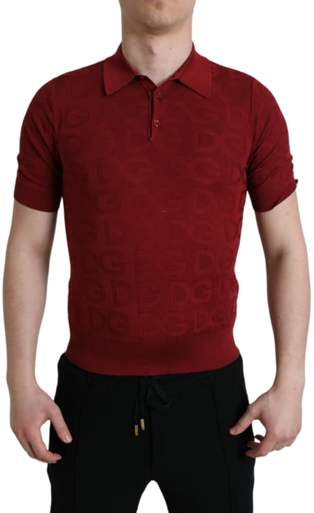 Dolce & Gabbana Dolce & Gabbana Maroon Collared Short Sleeve Silk T-shirt