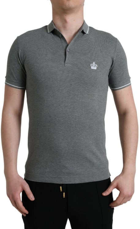 Dolce & Gabbana Dolce & Gabbana Gray Collared Short Sleeve Crown T-shirt