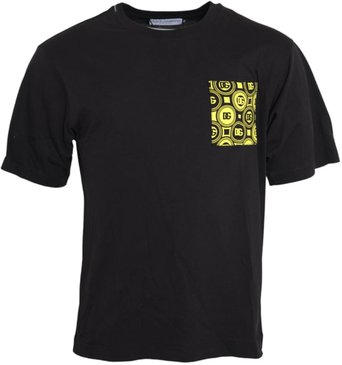 Dolce & Gabbana Dolce & Gabbana Black Printed Pocket Cotton Crewneck T-shirt