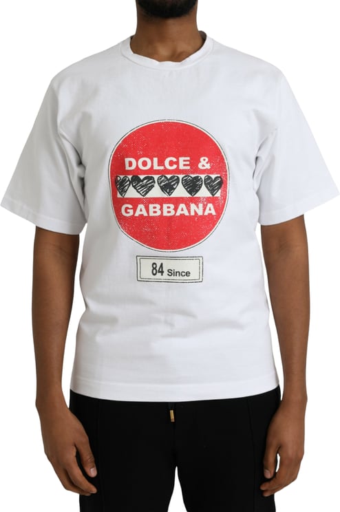Dolce & Gabbana Dolce & Gabbana White Amor Heart Cotton Crewneck Short Sleeve T-shirt