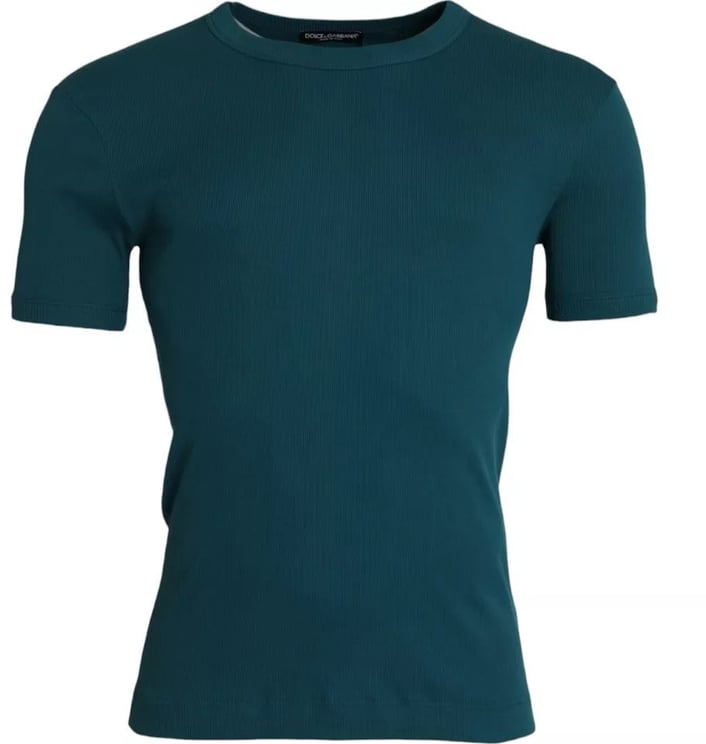 Dolce & Gabbana Dolce & Gabbana Blue Green Cotton Round Neck Short Sleeves T-shirt
